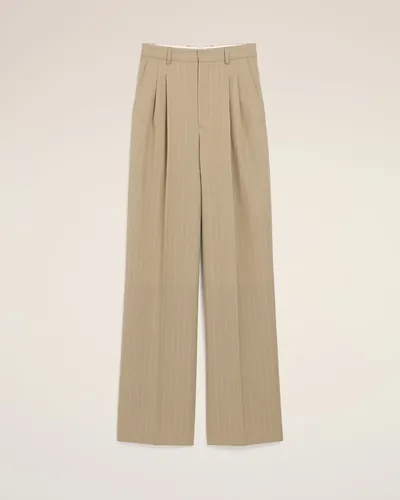 AMI Hose mit Nadelstreifen beige