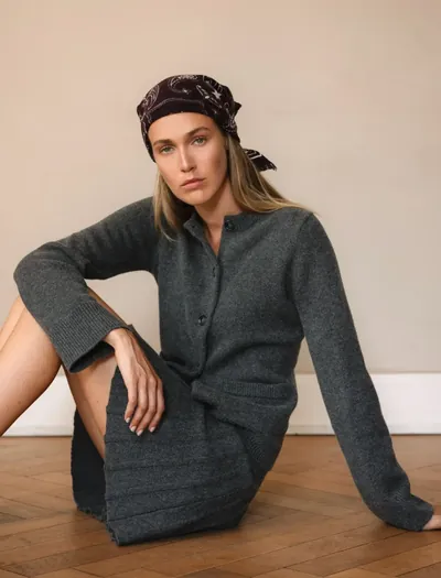 ANNA V BERG Dea Cardigan in Midnight Stone