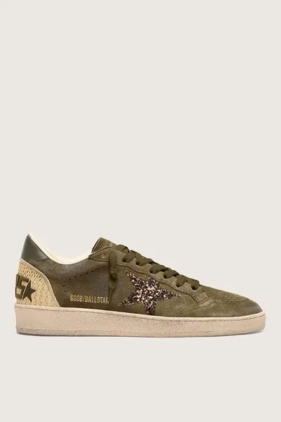 Golden Goose Ballstar rafia spur olive/beige
