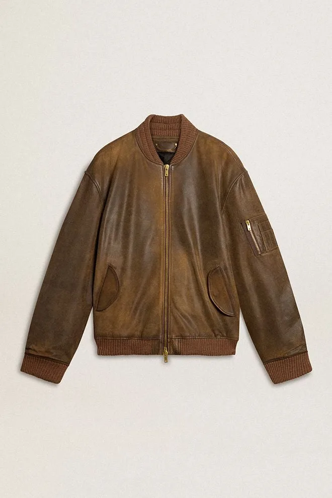 Bomberjacke in Leder