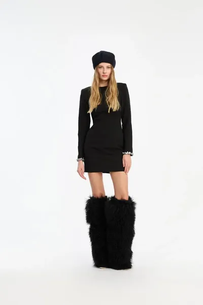ROTATE Crepe Mini Dress black
