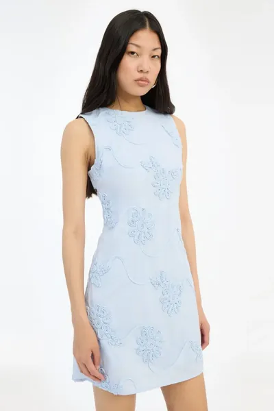ROTATE Flower Mini Flared Dress light blue