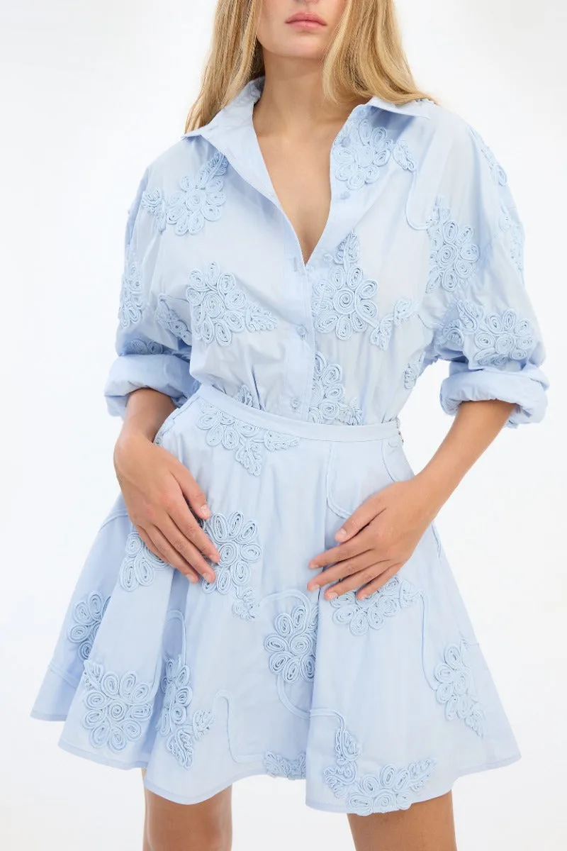 Flower Mini Skirt light blue