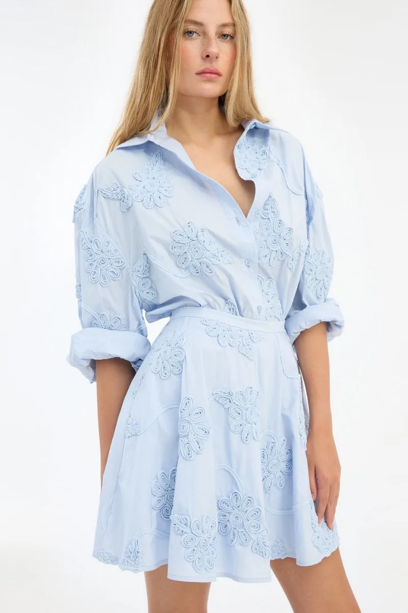 Flower Oversized Shirt light blue