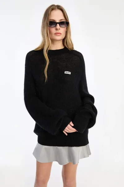 ROTATE Light Knit Logo Sweater black
