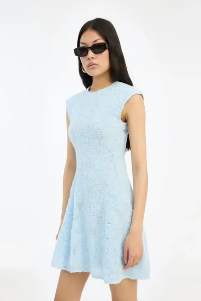ROTATE Mesh Mini Dress light blue