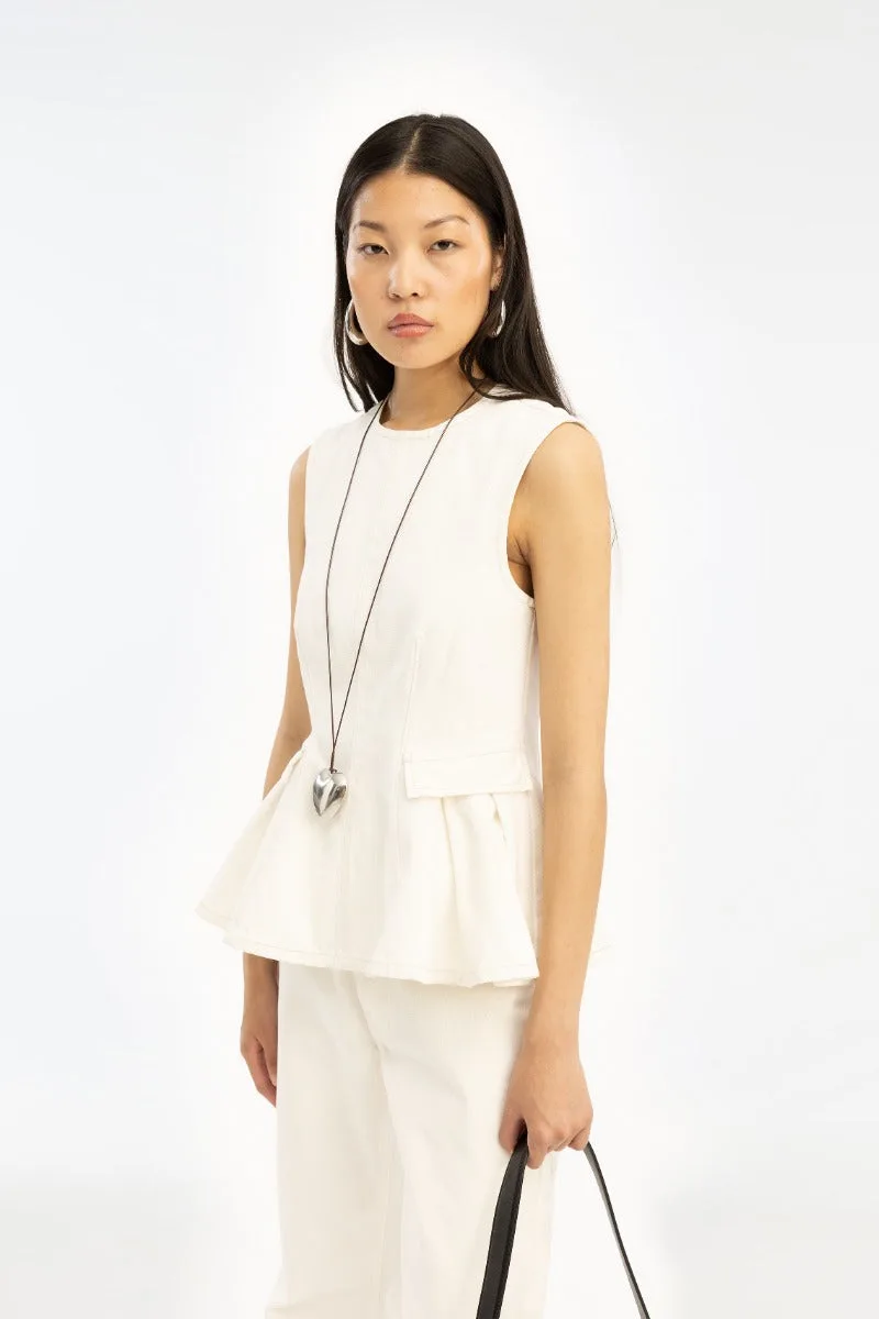 Peplum Denim Top white