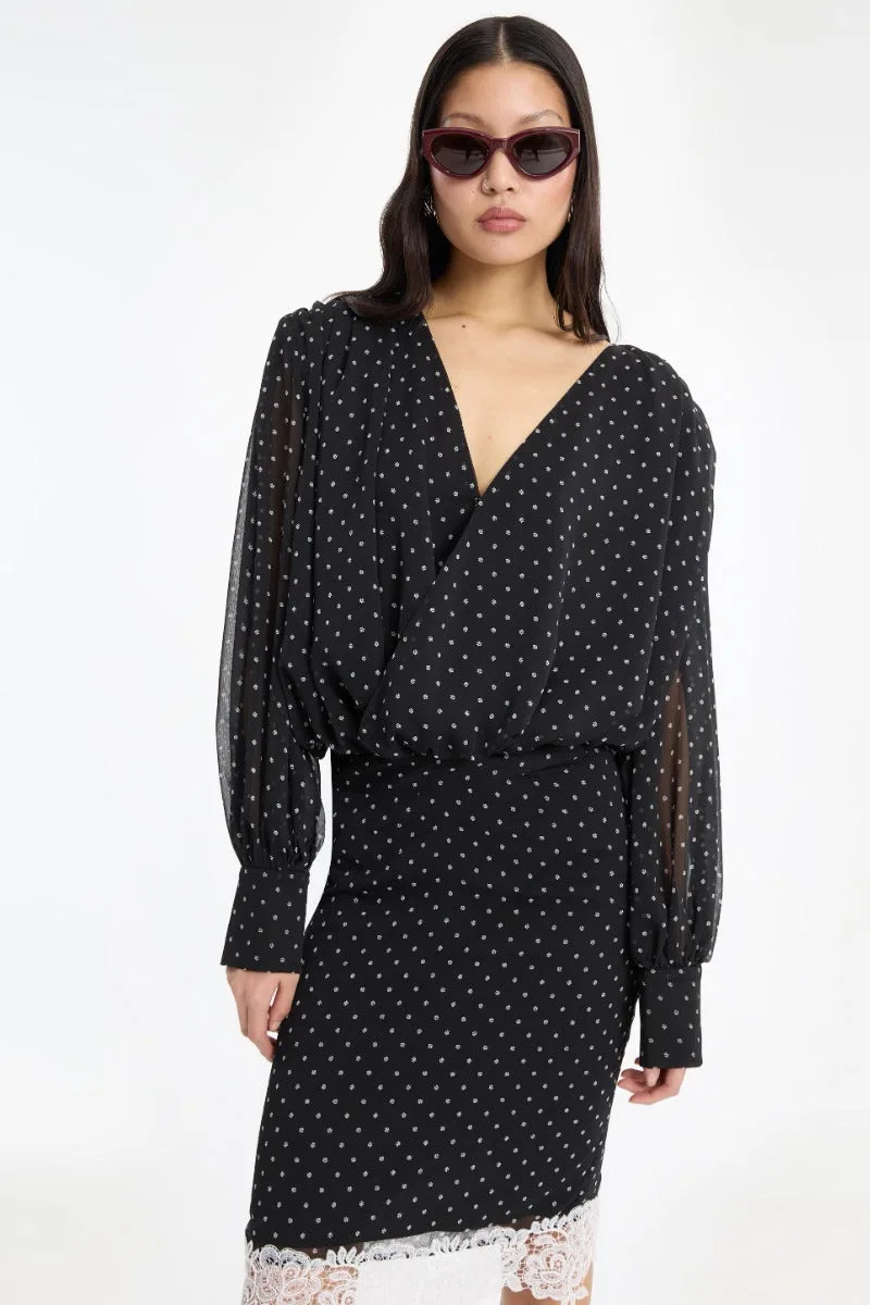 RUCHED BLOUSE BLACK