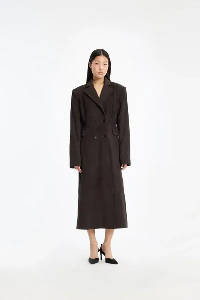 ROTATE SUEDE LONG COAT brown