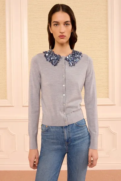 Ulla Johnson Anna Embellished Cardigan ash