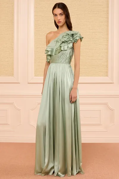 Ulla Johnson Avalina Ruffled Silk Dress celadon