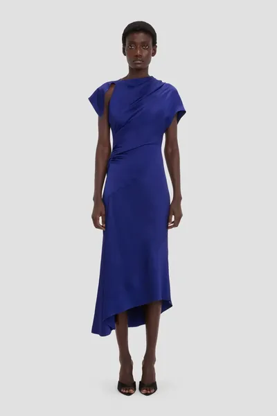 Victoria Beckham Asymmetrisches Kleid bright indigo