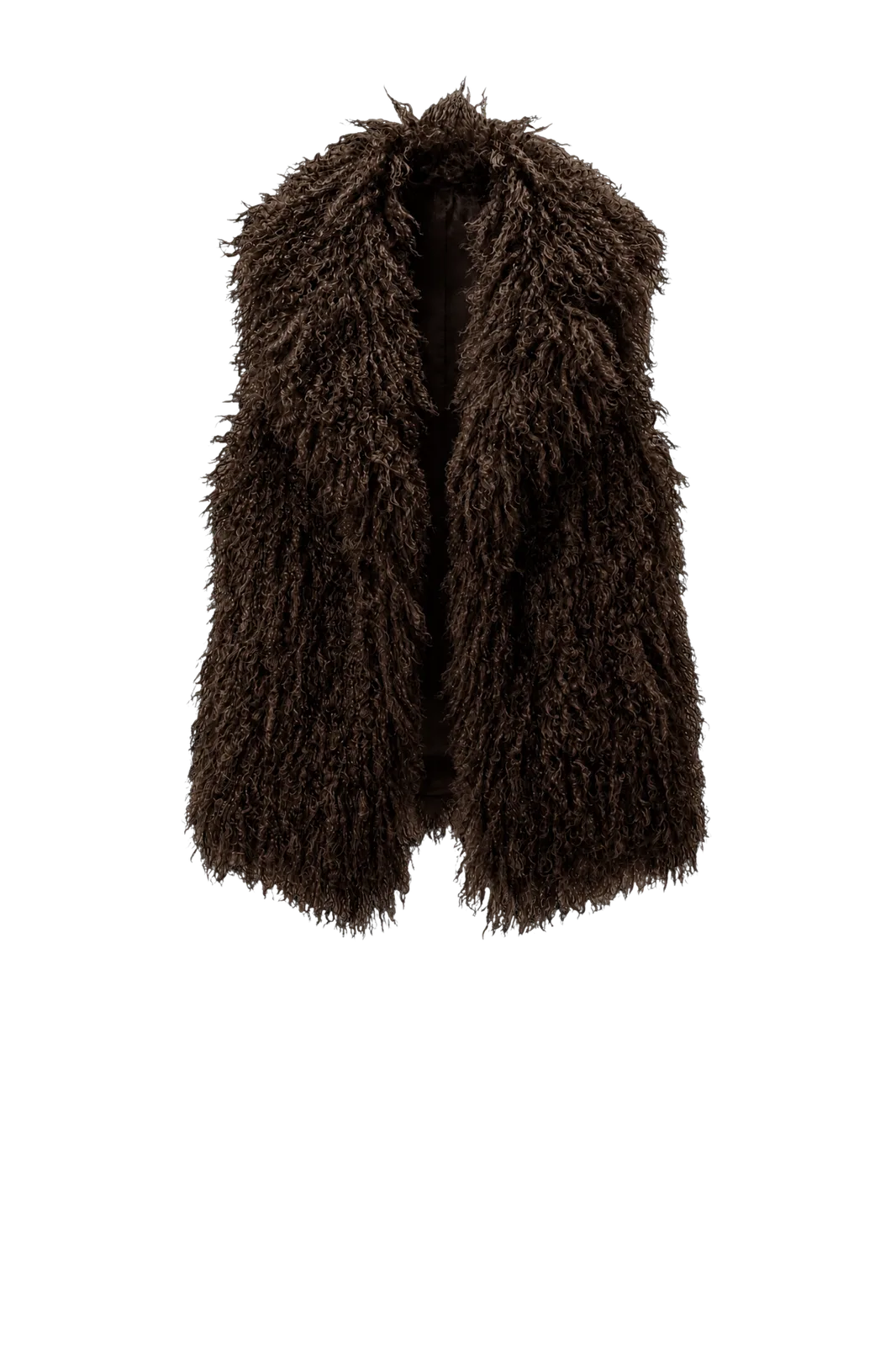 Weste Faux Fur in Dark Brown