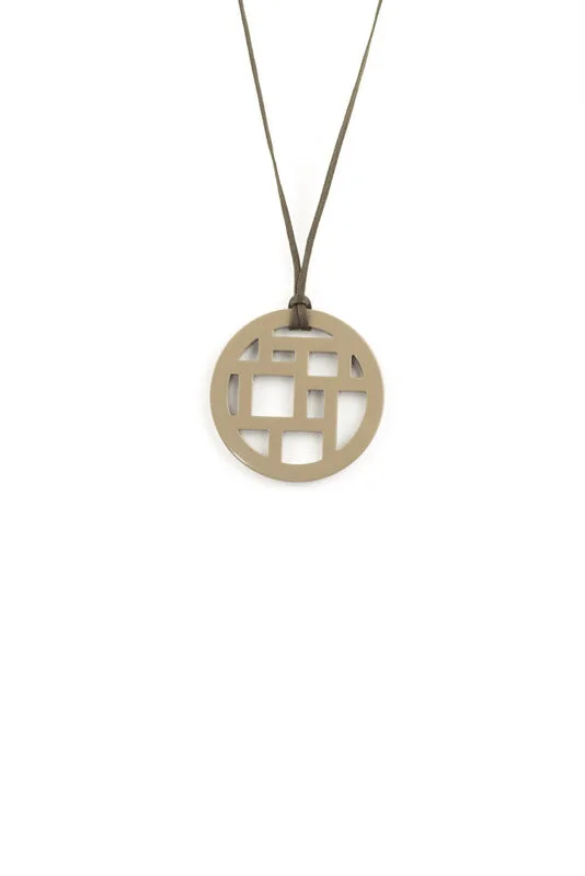 Checkered cream coffee lacquered pendant
