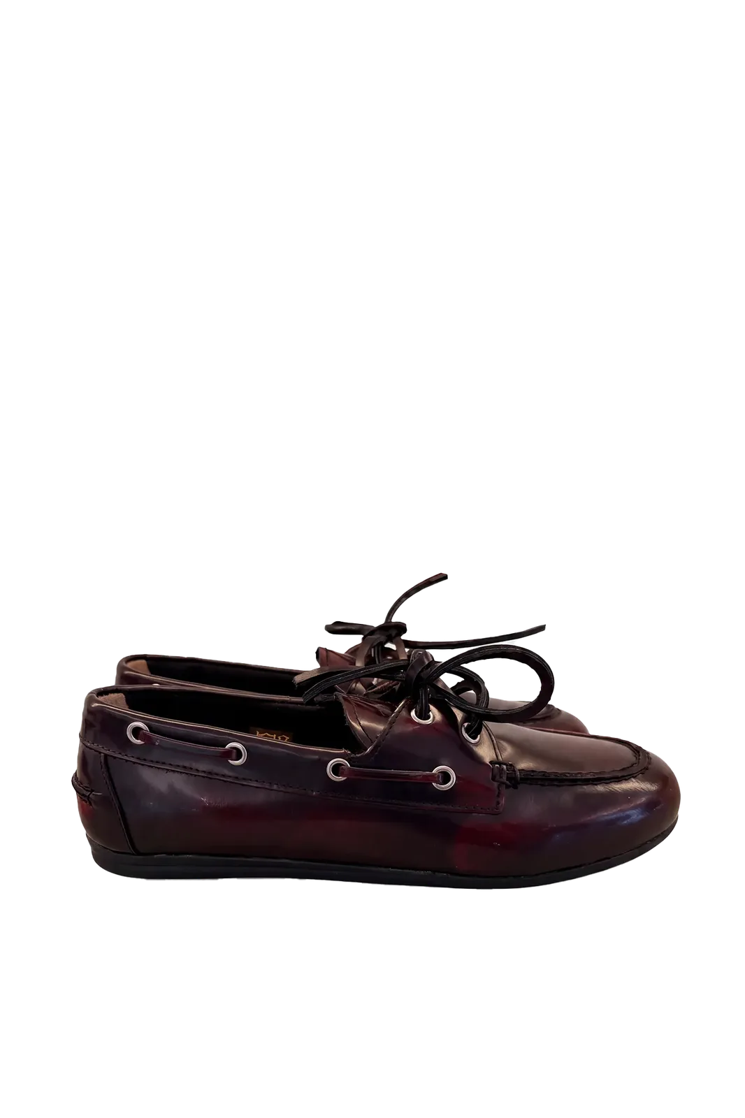 Boat Loafer Brushed Box Leather in Burgundy