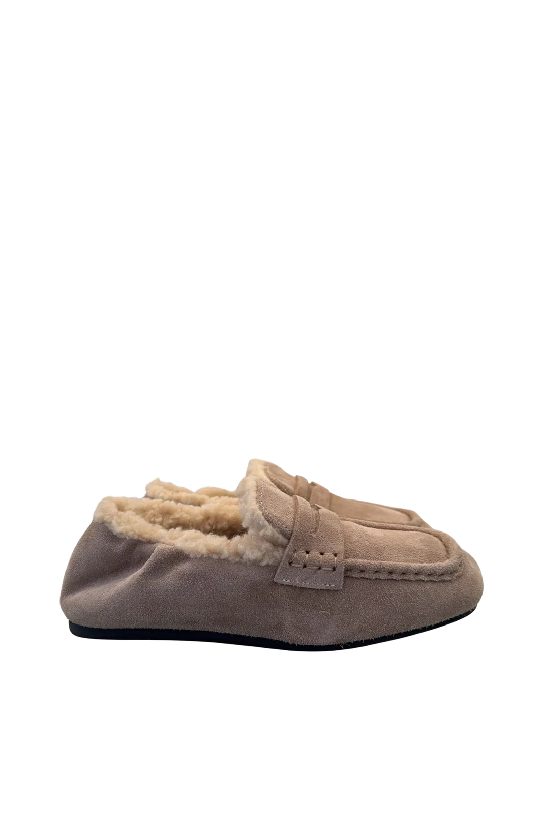 Penny Loafer Square Fur in Light Taupe