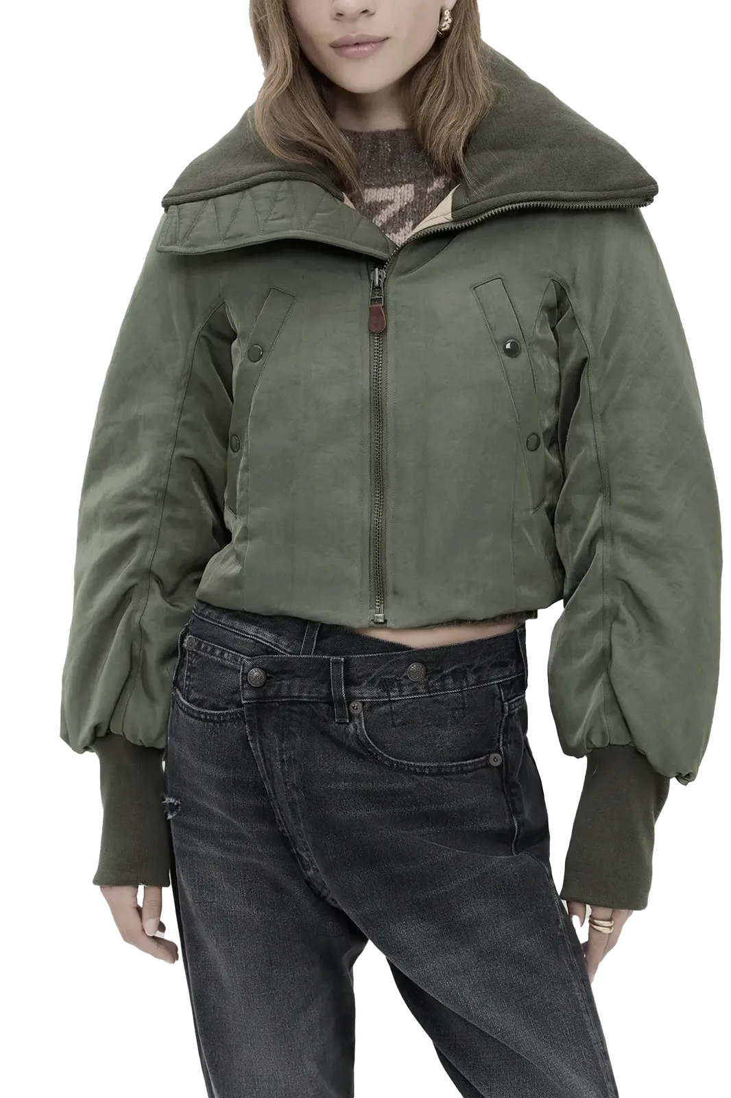 Jacke Oversized Padded Flight in Olive Green