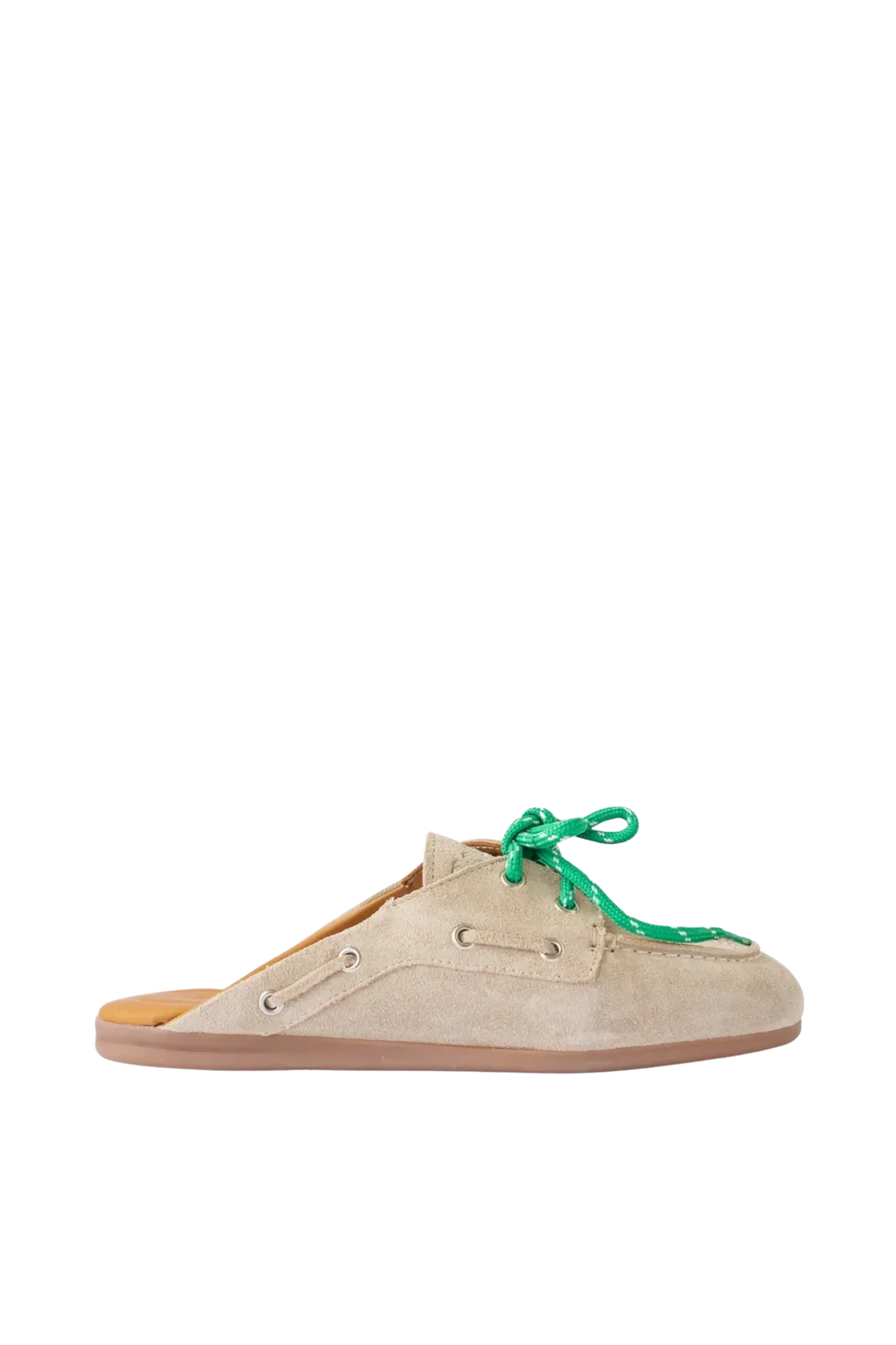 Boat Loafer Mule Suede in Light Taupe
