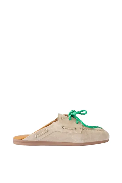 Posa Boat Loafer Mule Suede in Light Taupe