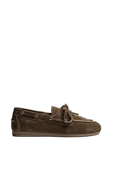 Posa Boat Loafer Suede in Dark Brown