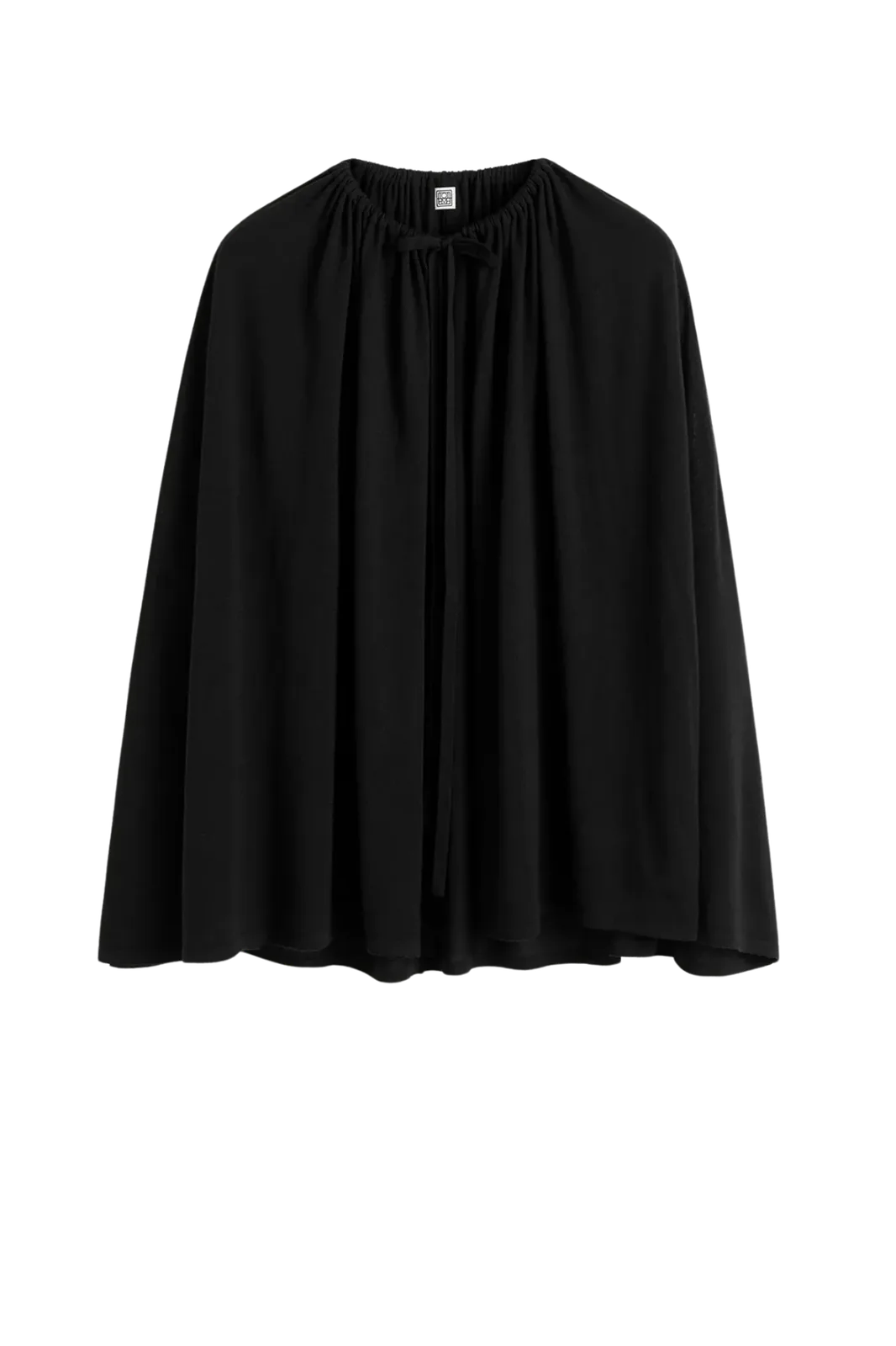 Cardigan Drawstring Cape in Black