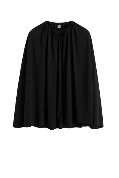 Toteme Cardigan Drawstring Cape in Black