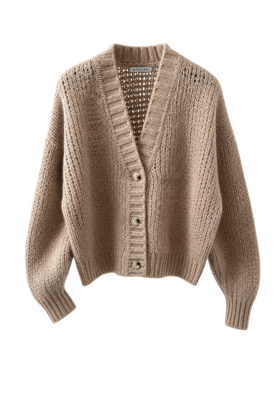 Cardigan Cropped V-Neck in Mid Natural