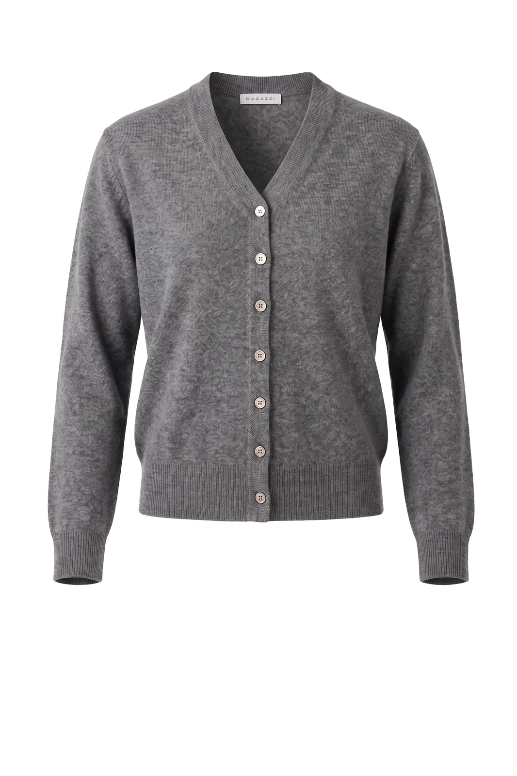 Cashmere Cardigan V-Neck in Dark Grey Melange
