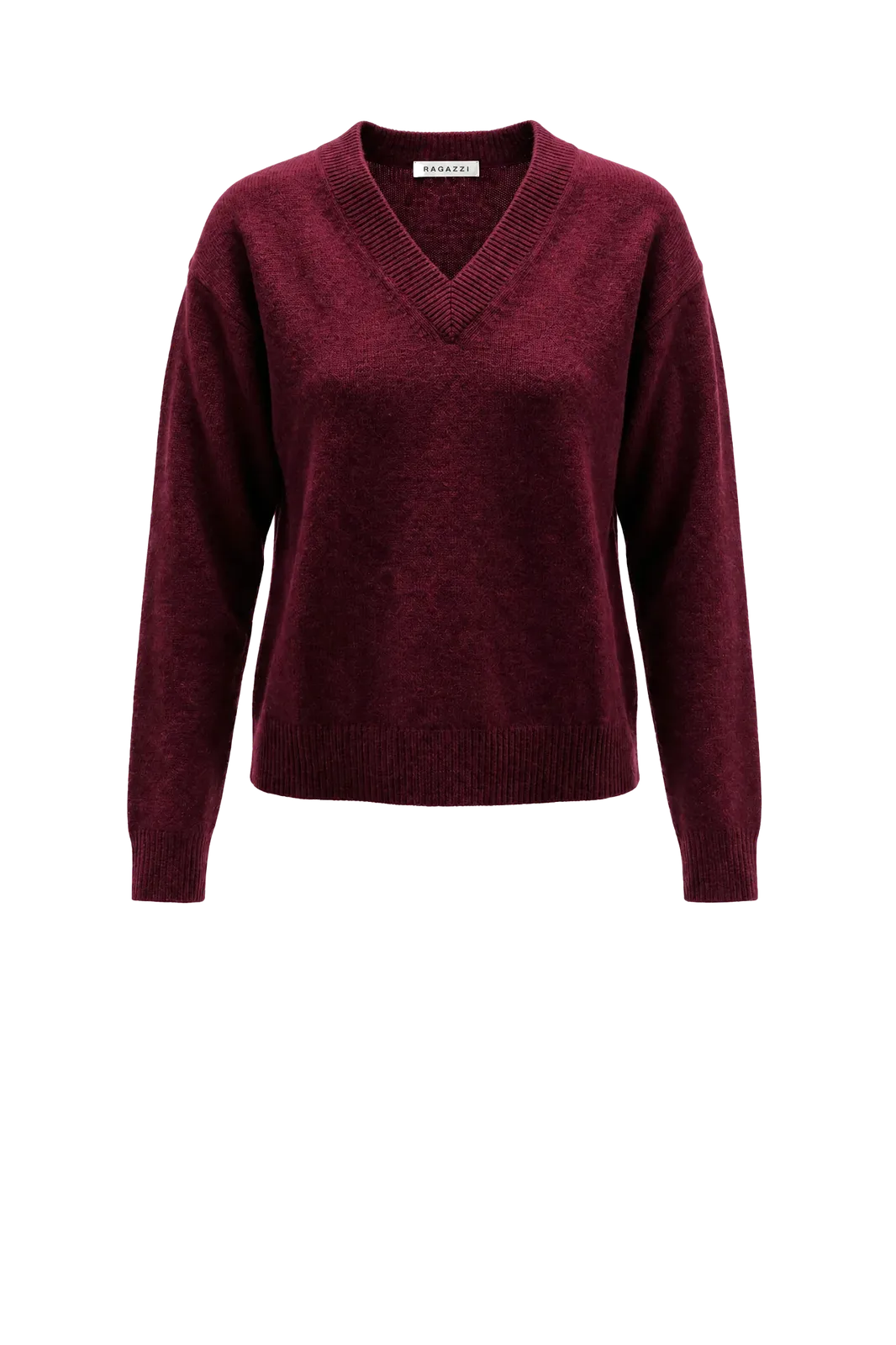 Cashmere Pullover V-Neck in Bordeaux