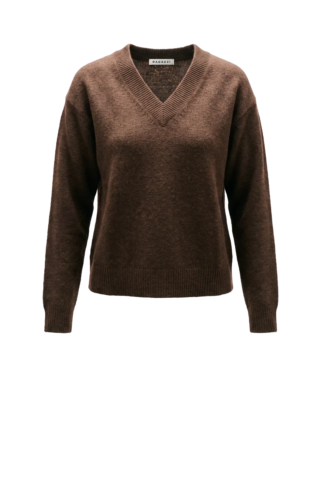 Cashmere Pullover V-Neck in Dark Brown