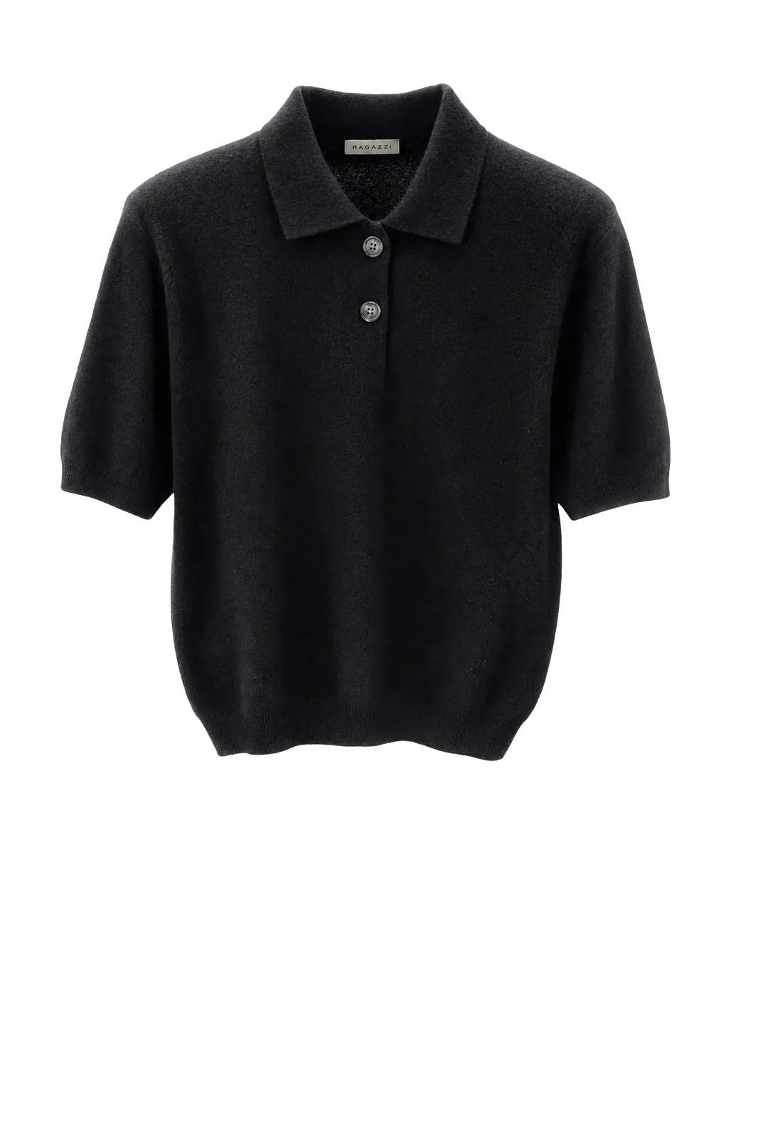Polo Neck Sweater Short Sleeve in Black