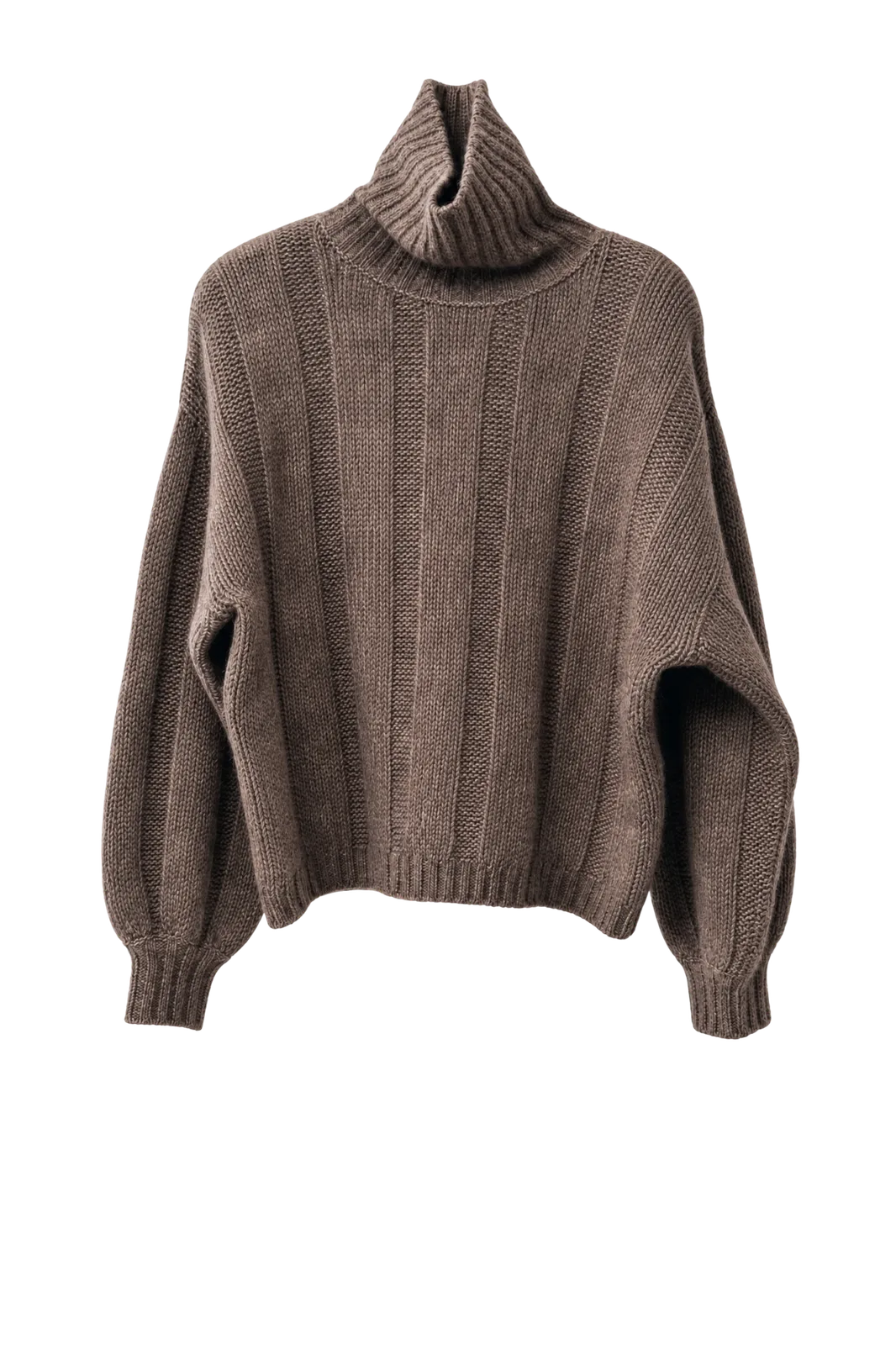 Pullover Turtle Neck Wide Ribs in Dark Natural