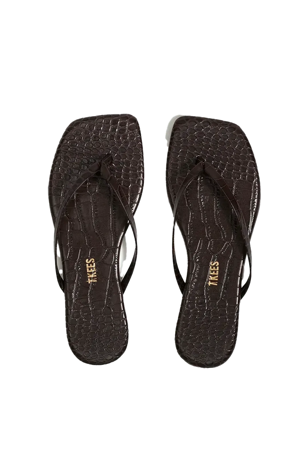 Flip-Flops Square Toe Lily Croc in Carob