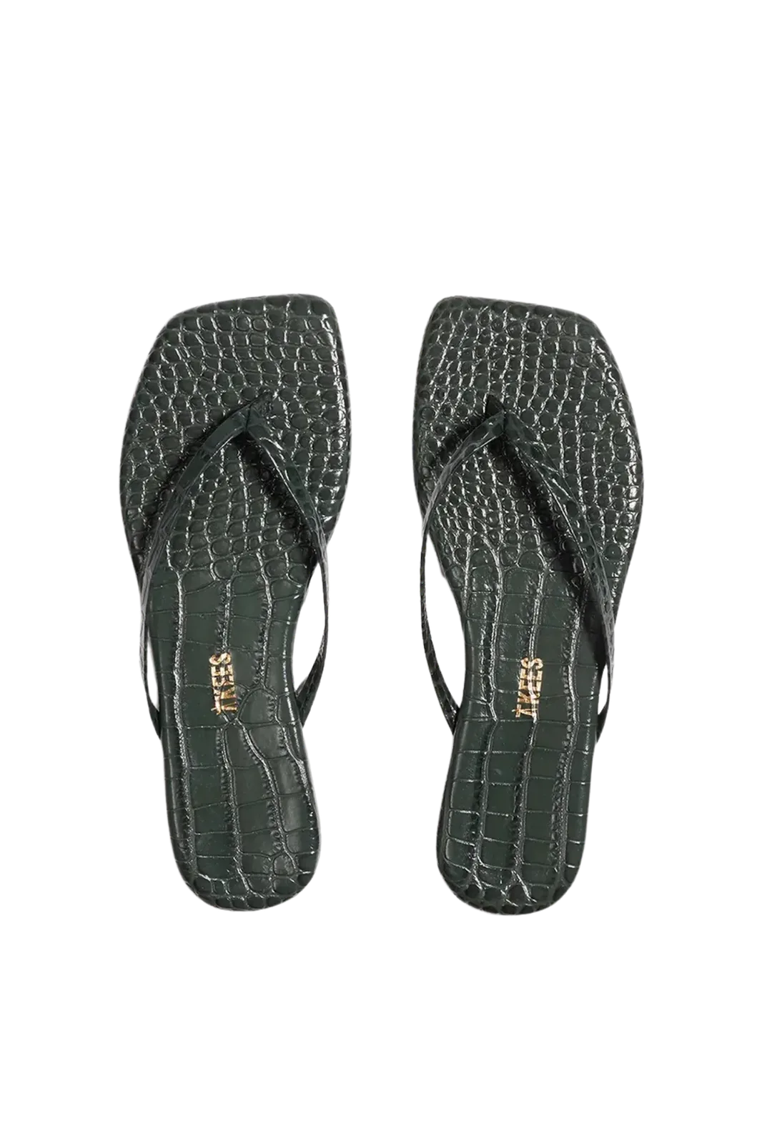 Flip-Flops Square Toe Lily Croc in Emerald