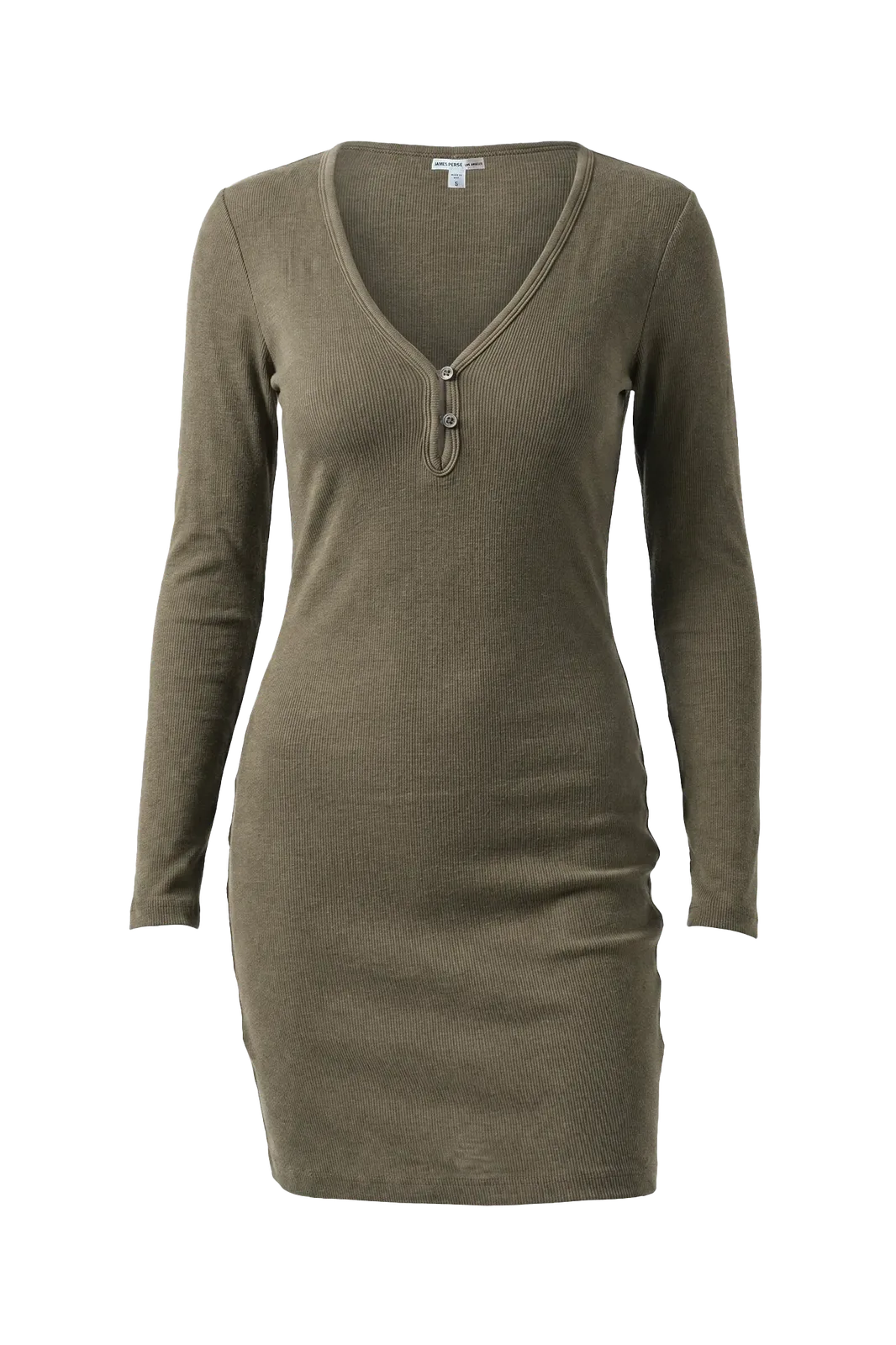 Kleid Cotton Cashmere Ribbed Henley in Birch