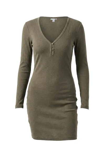 James Perse Kleid Cotton Cashmere Ribbed Henley in Birch