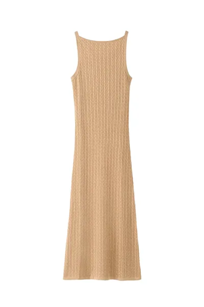 Soft Goat Kleid Fine Knit Cable Knit in Camel