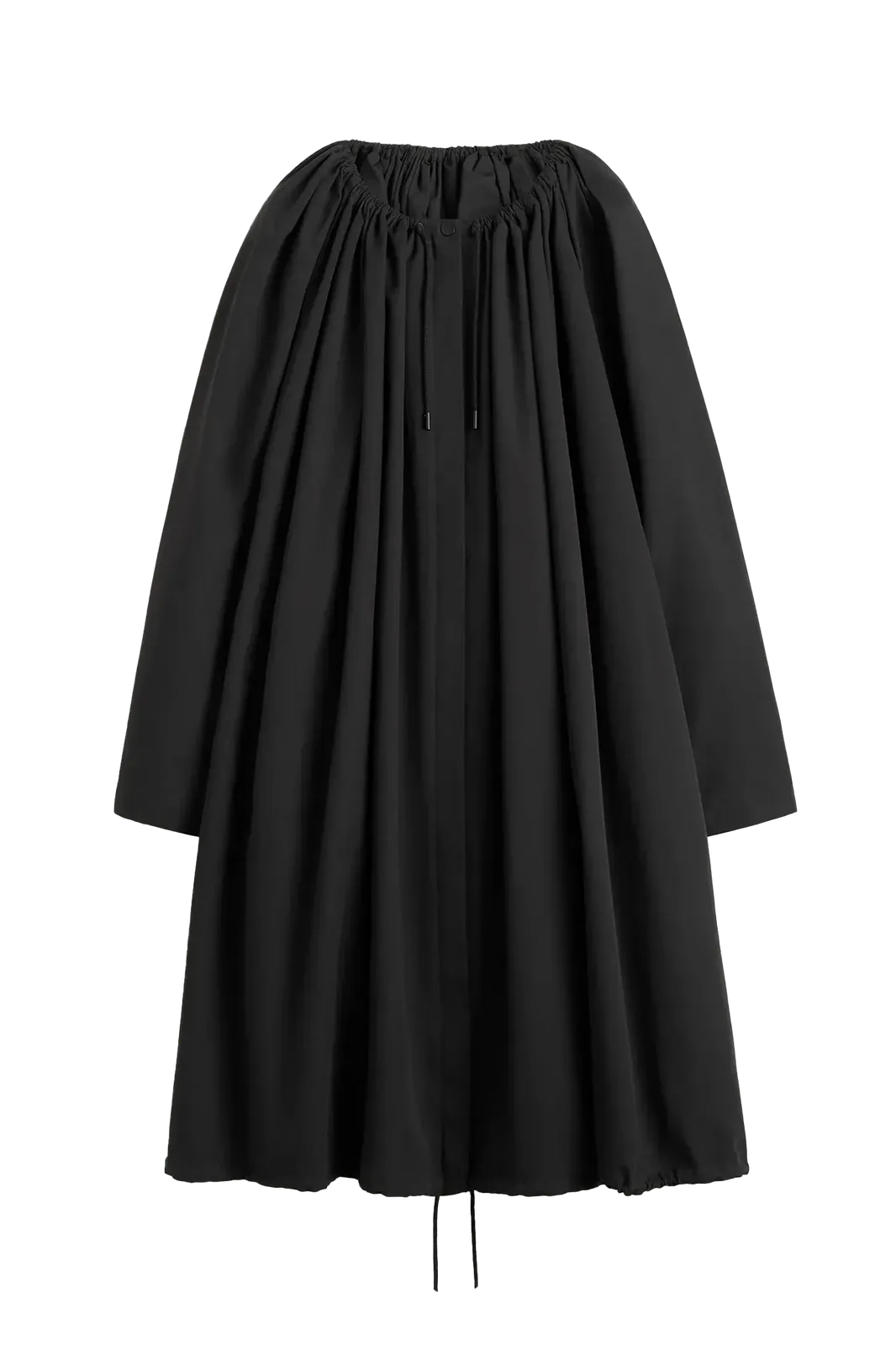 Mantel Gathered Parachute in Black
