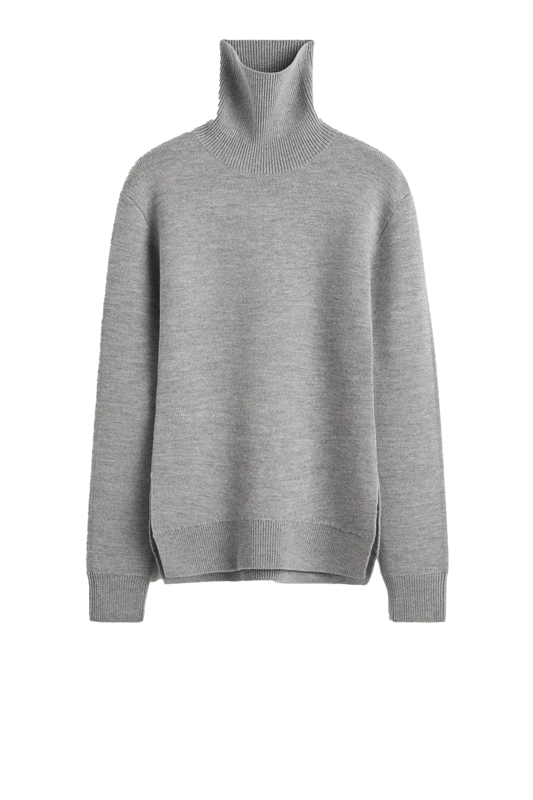 Pullover High-Neck Double Knit in Pale Grey Melange