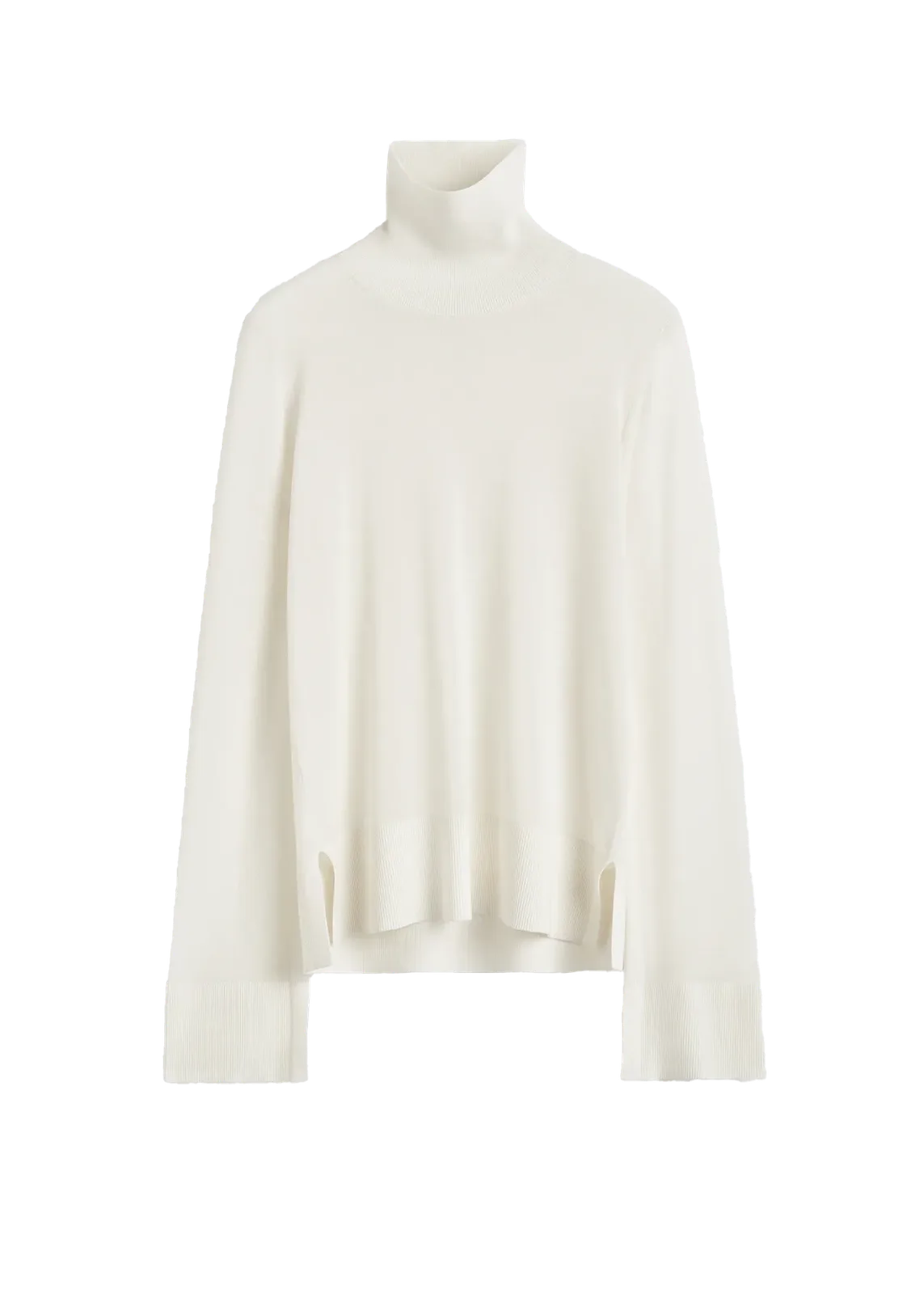 Pullover Slit Sleeve Turtleneck in White