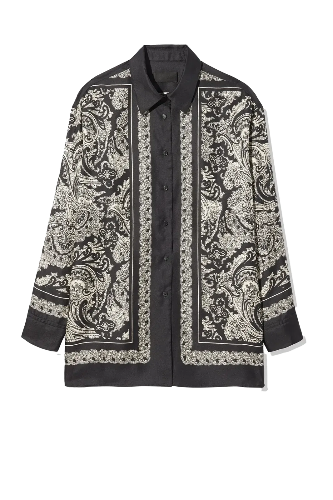 Shirt Alfie Printed Silk in Black/ivory'