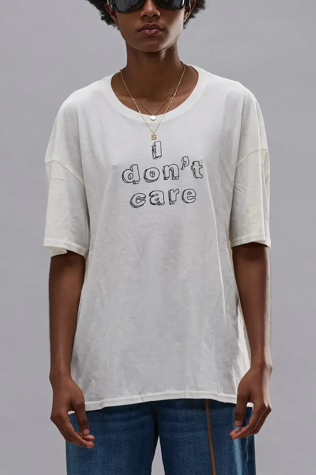 T-Shirt I Dont Care Relaxed T in Ecru White
