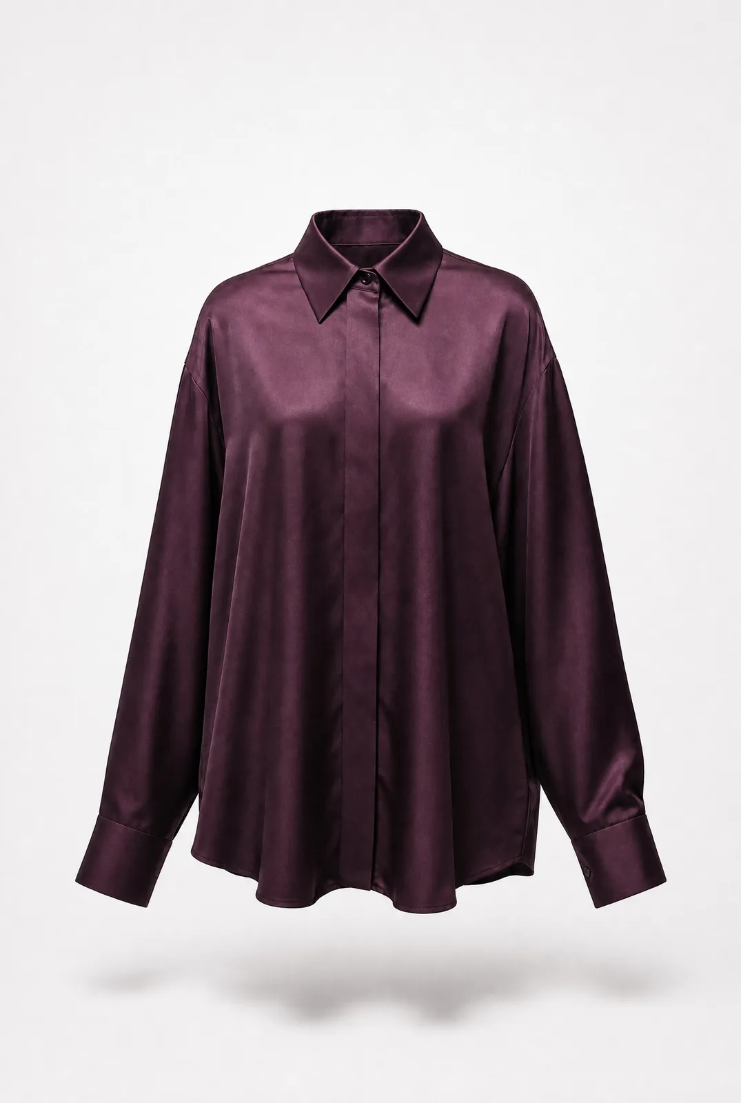 Shirt Su Satin in Bordeaux