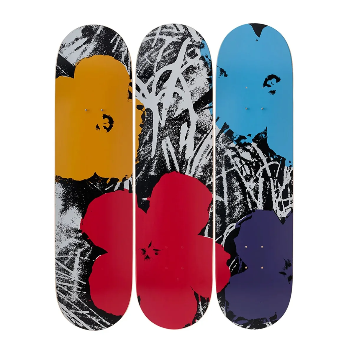 Wall Art Boards "FLOWERS" by Andy Warhol in Grey-Red