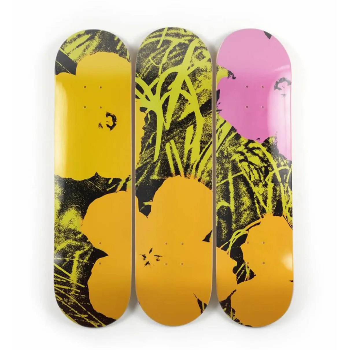 Wall Art Boards "FLOWERS" by Andy Warhol in Lime-Orange